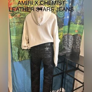 AMIRI X Chemist Leather Stars Jeans in Aged Black